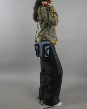 Fray Edge Dual-Tone Shoulder Bag