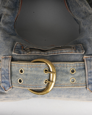 Vintage Buckle Denim Shoulder Bag