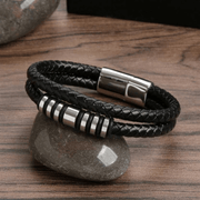 Leather Bracelet with Metal Accent For Men By Offmint