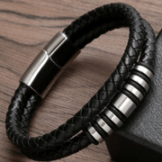 Leather Bracelet with Metal Accent For Men By Offmint