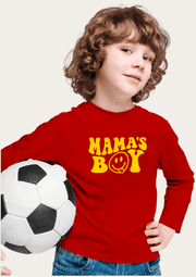 Mama's Boy Printed Red Full Sleeves Kids T-shirt By Offmint
