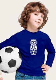 Racer Car Printed Royal Blue Full Sleeves Kids T-shirt By Offmint