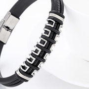 Textured Silver-Plated Bracelet For Men By Offmint