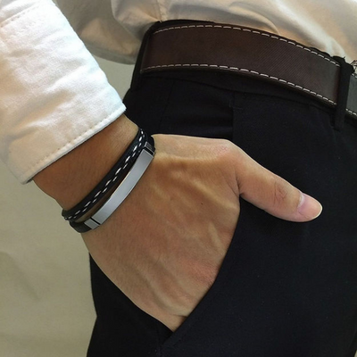 Leather Hand Bracelet For Men By Offmint