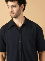 12 Pocket's Navy Blue Shirt Co-ord Set By Offmint