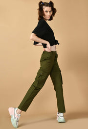 6 pocket olive green color cargo by offmint
