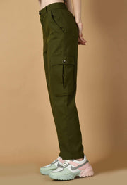 6 pocket women's olive green color cargo