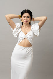 Ivory Muse Cut-Out Midi Set