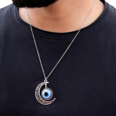 Silver-Plated Evil-Eye Chain Pendant For Men By Offmint