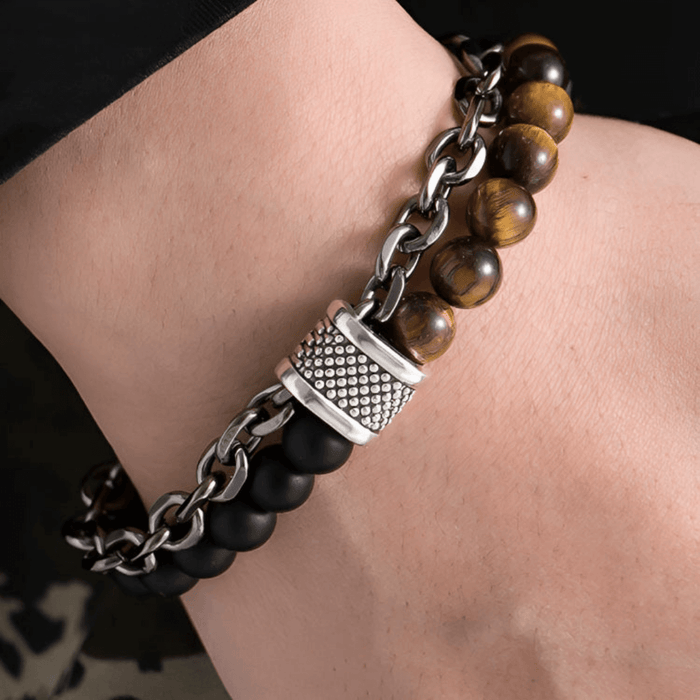 Lava Stone Tiger Eye Bracelet For Men By Offmint