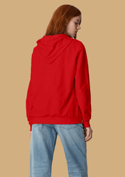 Anything printed red color hoodie 