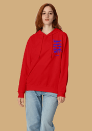 Anything printed red color hoodie by offmint