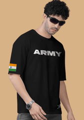 Army printed black color oversized t-shirt 
