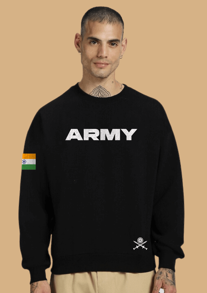 Army Printed Black Sweatshirt By Offmint