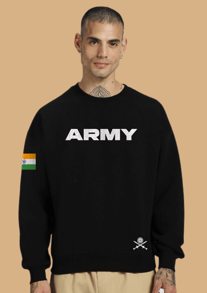 Army Printed Black Sweatshirt By Offmint