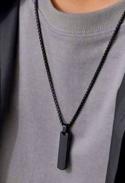 Black Stainless steel Contemporary Edge Pendant For Men By Offmint