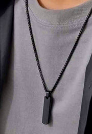 Black Stainless steel Contemporary Edge Pendant For Men By Offmint