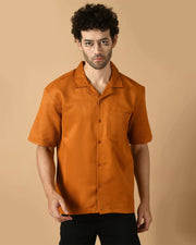 Mustard Bubble Half Sleeves Shirt By Offmint