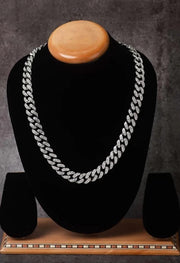 Iced Silver Pleated Necklace For Men By Offmint