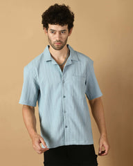 Blue Bubble Half Sleeves Shirt By Offmint