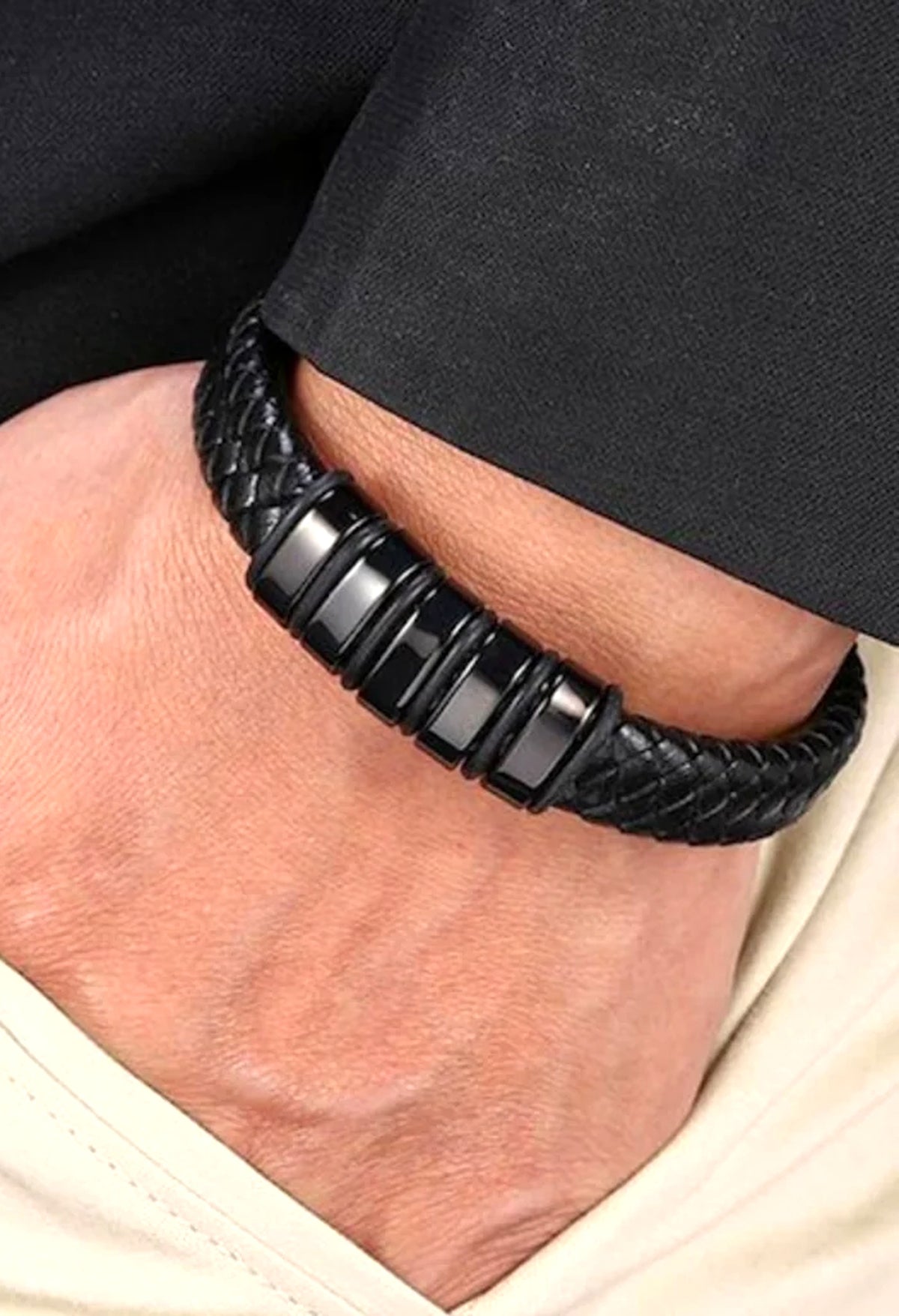 Black wraparound classy Bracelet For Men By Offmint