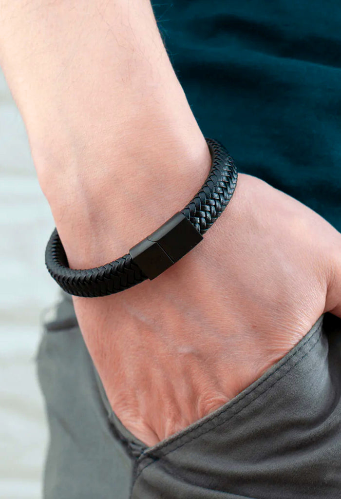 Braided Leather Bracelet For Men By Offmint