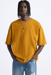 Revolution Printed Mustard Oversized T-Shirt By Offmint