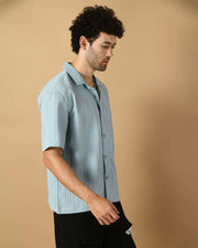 Blue Bubble Half Sleeves Shirt By Offmint