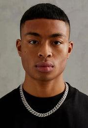 Iced Silver Pleated Necklace For Men By Offmint