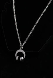 La Musique Locket With Chain Silver Pleated Stainless Steel Pendent For Men By Offmint