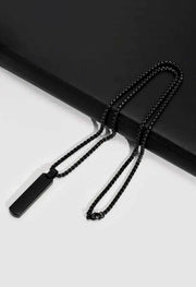 Black Stainless steel Contemporary Edge Pendant For Men By Offmint