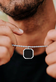 Black Square Pendant For Men By Offmint