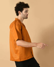 Mustard Bubble Half Sleeves Shirt By Offmint