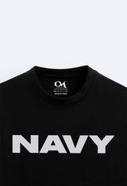 Navy Printed Oversized T-Shirt By Offmint