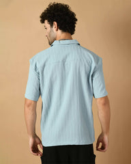 Blue Bubble Half Sleeves Shirt By Offmint