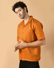 Mustard Bubble Half Sleeves Shirt By Offmint