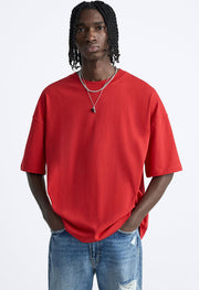 Brain Printed Red Oversized T-shirt By Offmint