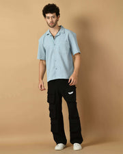 Blue Bubble Half Sleeves Shirt By Offmint