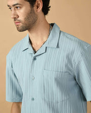 Blue Bubble Half Sleeves Shirt By Offmint