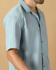 Blue Bubble Half Sleeves Shirt By Offmint