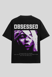 Obsessed  Printed Black Oversized T-shirt By Offmint