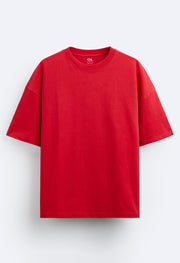 Brain Printed Red Oversized T-shirt By Offmint