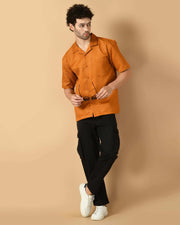 Mustard Bubble Half Sleeves Shirt By Offmint