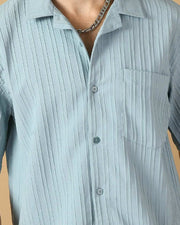 Blue Bubble Half Sleeves Shirt By Offmint