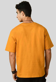 Don't Give Up  Printed Mustard Oversized T-shirt By Offmint