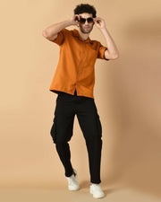 Mustard Bubble Half Sleeves Shirt By Offmint