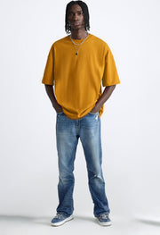 Revolution Printed Mustard Oversized T-Shirt By Offmint