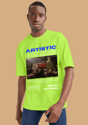 Artistic printed green color oversized t-shirt by offmint