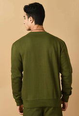 Artistic printed olive green color sweatshirt by offmint