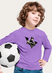 Batman Printed Lavender Full Sleeves Kids T-shirt By Offmint